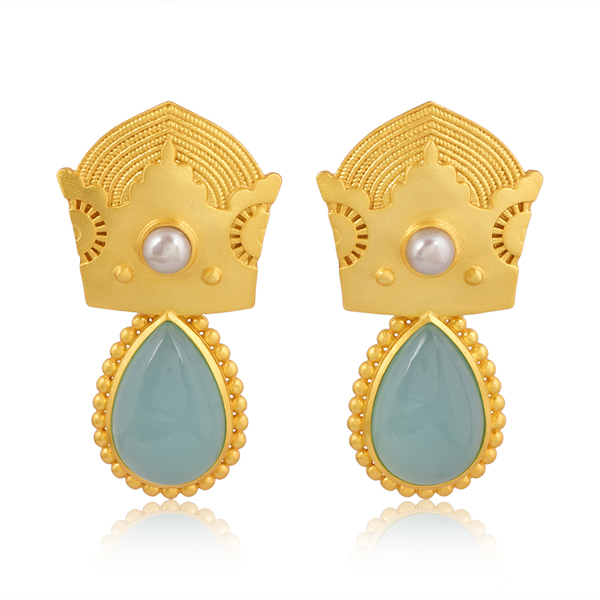 Sky Drop Aqua Chalcedony Earrings