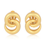 The Power Loop Earrings in 18K gold plated brass with bold interlocking loop clip-on design