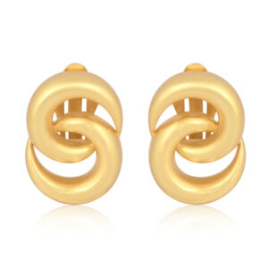 The Power Loop Earrings in 18K gold plated brass with bold interlocking loop clip-on design