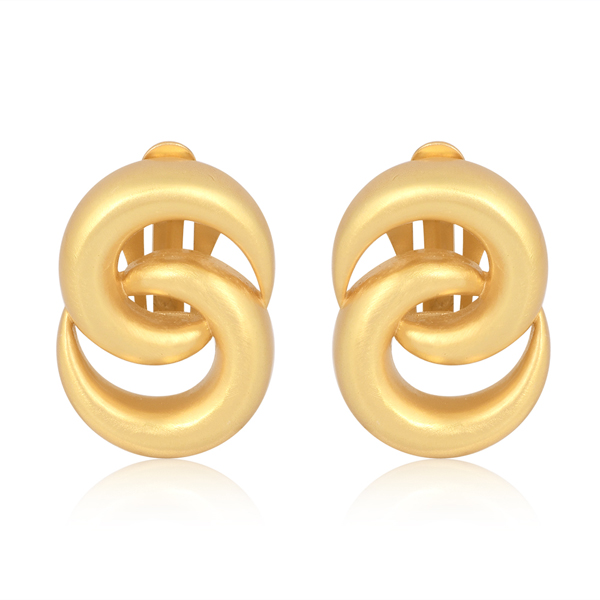 The Power Loop Earrings in 18K gold plated brass with bold interlocking loop clip-on design
