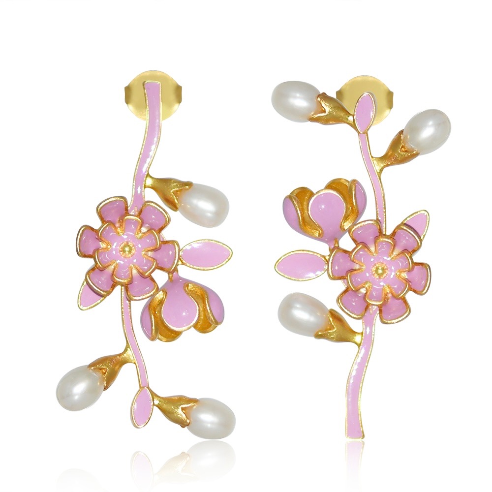 Sakura Earrings Pink Front